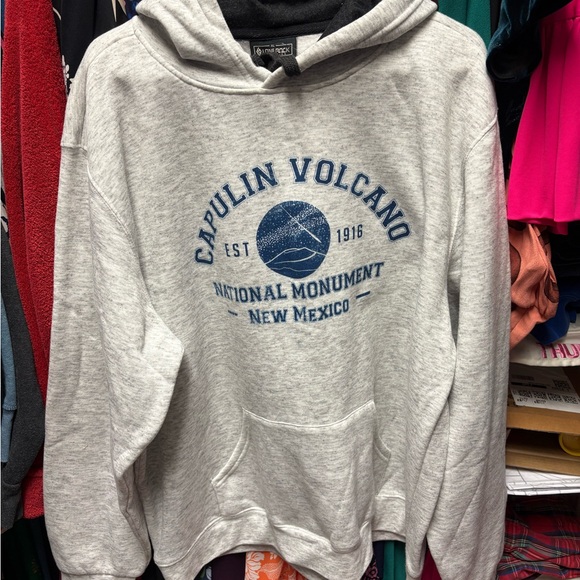 lone rock clothing Other - Capulin Volcano Graphic Hoodie Sweatshirt - Gray with Blue Print